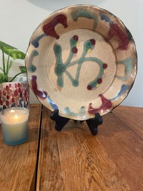Daniel Lasser Vermont Tulip Pie Plate – Hand-Painted Stoneware – 9 inch